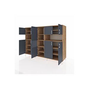 Kronos Dolap 14 Raflı 10 Kapaklı 220x59x163 Çam-antrasit/çam