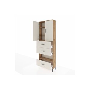 Arges Dolap 4 Raflı 3 Çekmeceli 2 Kapaklı 88x30x243 Çam-aytaşı
