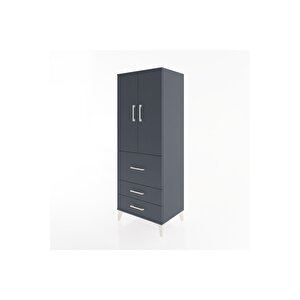 Hyperion Dolap 3 Raflı 3 Çekmeceli 2 Kapaklı 60x44x163 Antrasit-antrasit