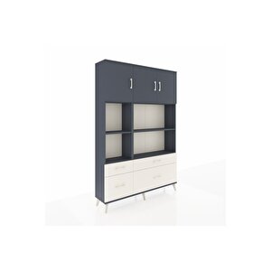 Arges Dolap 8 Raflı 4 Çekmeceli 3 Kapaklı 132x30x195 Antrasit-antrasit/aytaşı