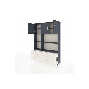 Arges Dolap 8 Raflı 4 Çekmeceli 3 Kapaklı 132x30x195 Antrasit-antrasit/aytaşı
