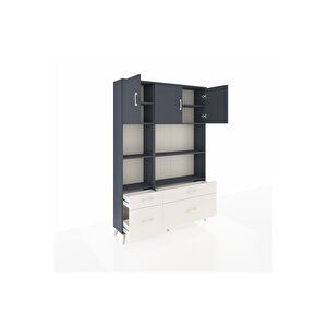 Arges Dolap 8 Raflı 4 Çekmeceli 3 Kapaklı 132x30x195 Antrasit-antrasit/aytaşı