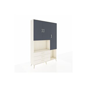 Arges Dolap 6 Raflı 3 Çekmeceli 3 Kapaklı 132x30x195 Aytaşı-antrasit/aytaşı