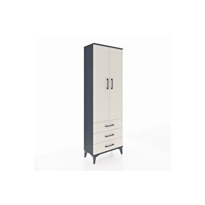 Arges Dolap Tek Raflı 3 Çekmeceli Tek Askılı 60x30x182 Antrasit-aytaşı