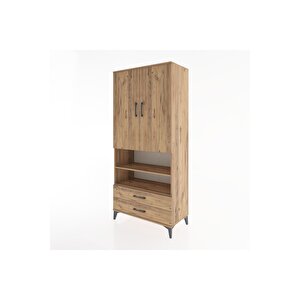 Hyperion Dolap 5 Raflı 2 Çekmeceli 2 Kapaklı 88x44x195 Çam-çam