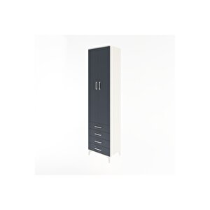 Hyperion Dolap 5 Raflı 4 Çekmeceli 2 Kapaklı 60x44x243 Aytaşı-antrasit