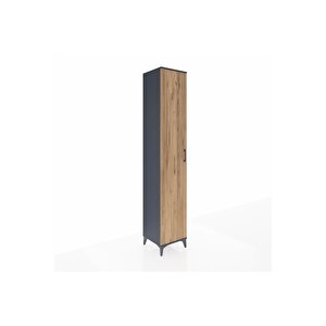 Hyperion Dolap 3 Raflı Tek Kapaklı Tek Askılı 44x44x243 Antrasit-çam