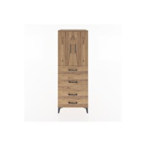 Hyperion Dolap 3 Raflı 4 Çekmeceli 2 Kapaklı 60x44x163 Çam-çam