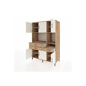 Kronos Dolap 9 Raflı 3 Çekmeceli 6 Kapaklı 132x59x195 Çam-aytaşı/çam