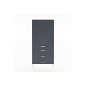 Hyperion Dolap Tek Raflı 4 Çekmeceli Tek Askılı 88x44x195 Aytaşı-antrasit