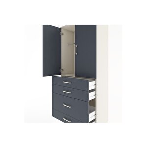 Hyperion Dolap Tek Raflı 4 Çekmeceli Tek Askılı 88x44x195 Aytaşı-antrasit