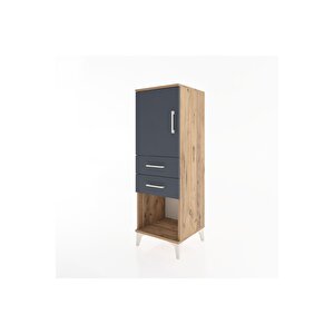 Hyperion Dolap 2 Raflı 2 Çekmeceli Tek Kapaklı 44x44x134 Çam-antrasit