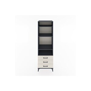 Hyperion Dolap 4 Raflı 3 Çekmeceli 60x44x195 Antrasit-aytaşı