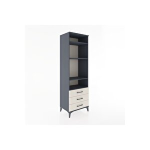 Hyperion Dolap 4 Raflı 3 Çekmeceli 60x44x195 Antrasit-aytaşı