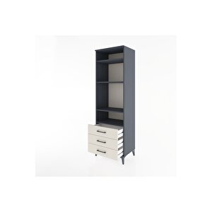 Hyperion Dolap 4 Raflı 3 Çekmeceli 60x44x195 Antrasit-aytaşı