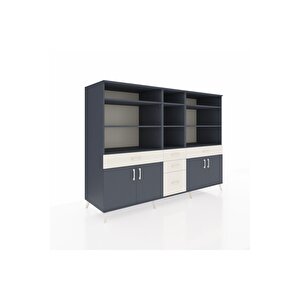 Kronos Dolap 11 Raflı 5 Çekmeceli 4 Kapaklı 220x59x163 Antrasit-antrasit/aytaşı