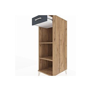 Kronos Dolap 2 Raflı Tek Çekmeceli 44x59x134 Çam-antrasit