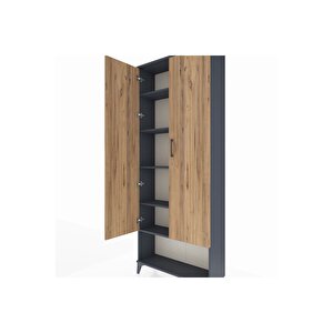 Arges Dolap 5 Raflı 2 Kapaklı 88x30x221 Antrasit-çam