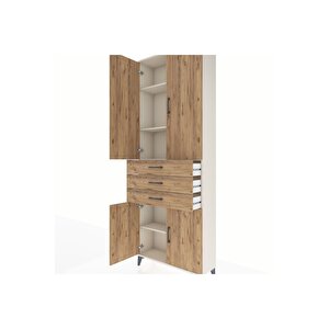 Arges Dolap 4 Raflı 3 Çekmeceli 4 Kapaklı 88x30x243 Aytaşı-çam