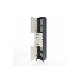 Arges Dolap 3 Raflı 4 Çekmeceli 2 Kapaklı 44x30x221 Antrasit-aytaşı