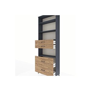 Arges Dolap 4 Raflı 4 Çekmeceli 88x30x243 Antrasit-çam