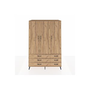 Kronos Dolap 5 Raflı 6 Çekmeceli Tek Askılı 132x59x195 Çam-çam/çam