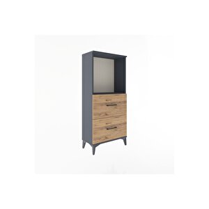 Arges Dolap Tek Raflı 2 Çekmeceli 60x30x134 Antrasit-çam