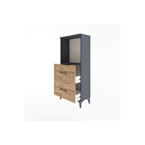 Arges Dolap Tek Raflı 2 Çekmeceli 60x30x134 Antrasit-çam
