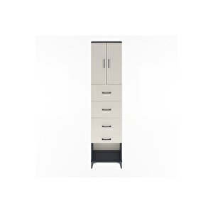 Arges Dolap Tek Raflı 4 Çekmeceli 2 Kapaklı 60x30x243 Antrasit-aytaşı