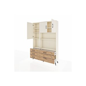 Arges Dolap 8 Raflı 5 Çekmeceli 3 Kapaklı 132x30x195 Aytaşı-aytaşı/çam