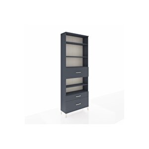 Arges Dolap 5 Raflı 3 Çekmeceli 88x30x243 Antrasit-antrasit