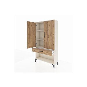 Arges Dolap 3 Raflı Tek Çekmeceli 2 Kapaklı 88x30x163 Aytaşı-çam