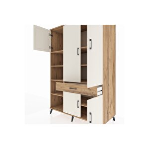 Kronos Dolap 8 Raflı Tek Çekmeceli 5 Kapaklı 132x59x195 Çam-aytaşı/çam