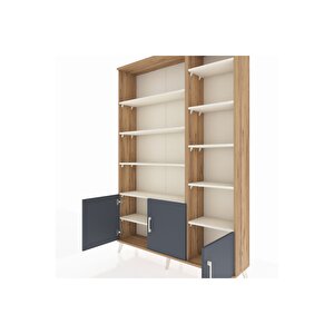 Arges Dolap 10 Raflı 3 Kapaklı 132x30x195 Çam-antrasit/aytaşı