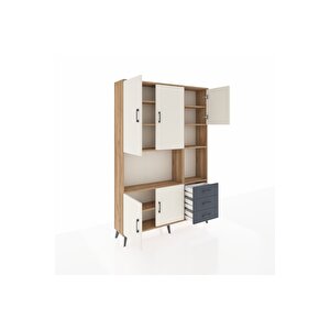 Arges Dolap 9 Raflı 3 Çekmeceli 5 Kapaklı 132x30x195 Çam-aytaşı/antrasit