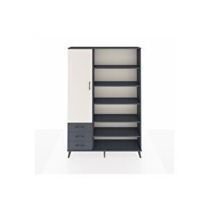 Arges Dolap 9 Raflı 3 Çekmeceli 3 Kapaklı 132x30x195 Antrasit-aytaşı/antrasit