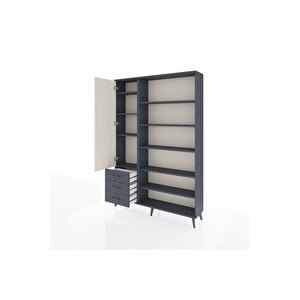 Arges Dolap 9 Raflı 3 Çekmeceli 3 Kapaklı 132x30x195 Antrasit-aytaşı/antrasit