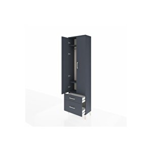 Arges Dolap 3 Raflı 2 Çekmeceli Tek Askılı 60x30x221 Antrasit-antrasit