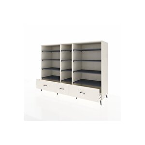 Kronos Dolap 12 Raflı 3 Çekmeceli  220x59x163 Aytaşı-antrasit/aytaşı