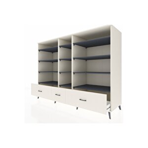 Kronos Dolap 12 Raflı 3 Çekmeceli  220x59x163 Aytaşı-antrasit/aytaşı