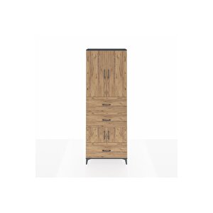 Arges Dolap 4 Raflı 3 Çekmeceli 4 Kapaklı 88x30x243 Antrasit-çam
