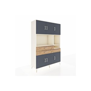 Hyperion Dolap 9 Raflı 3 Çekmeceli 6 Kapaklı 132x44x195 Aytaşı-antrasit/çam