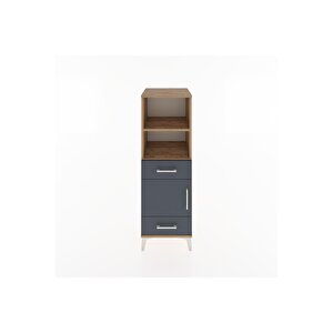 Hyperion Dolap 3 Raflı 2 Çekmeceli Tek Kapaklı 44x44x134 Çam-antrasit
