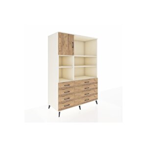 Kronos Dolap 7 Raflı 8 Çekmeceli Tek Kapaklı  132x59x195 Aytaşı-çam/çam