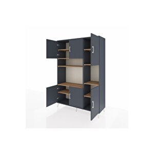 Hyperion Dolap 9 Raflı 6 Kapaklı 132x44x195 Antrasit-antrasit/çam