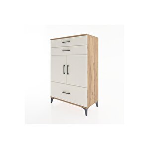 Hyperion Dolap 2 Raflı 3 Çekmeceli 2 Kapaklı 88x44x134 Çam-aytaşı