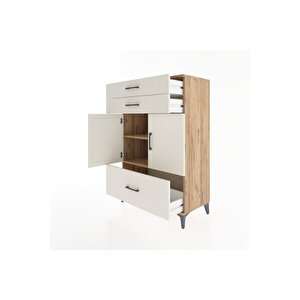 Hyperion Dolap 2 Raflı 3 Çekmeceli 2 Kapaklı 88x44x134 Çam-aytaşı