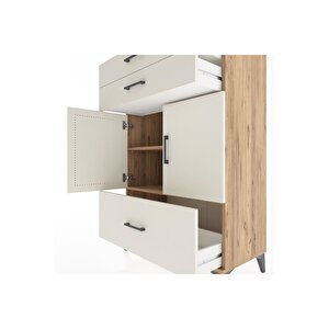Hyperion Dolap 2 Raflı 3 Çekmeceli 2 Kapaklı 88x44x134 Çam-aytaşı
