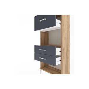 Arges Dolap Tek Raflı 3 Çekmeceli 60x30x134 Çam-antrasit