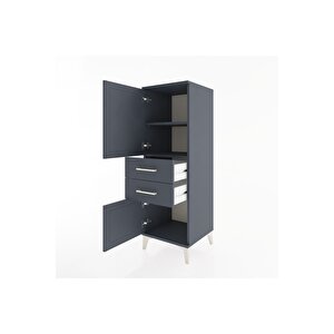 Hyperion Dolap 2 Raflı 2 Çekmeceli 2 Kapaklı 44x44x134 Antrasit-antrasit